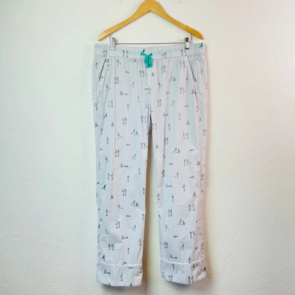 FIGS Men's Gray Loungewear Poplin Pajamas All-Over Print Lounge Pants Size Large